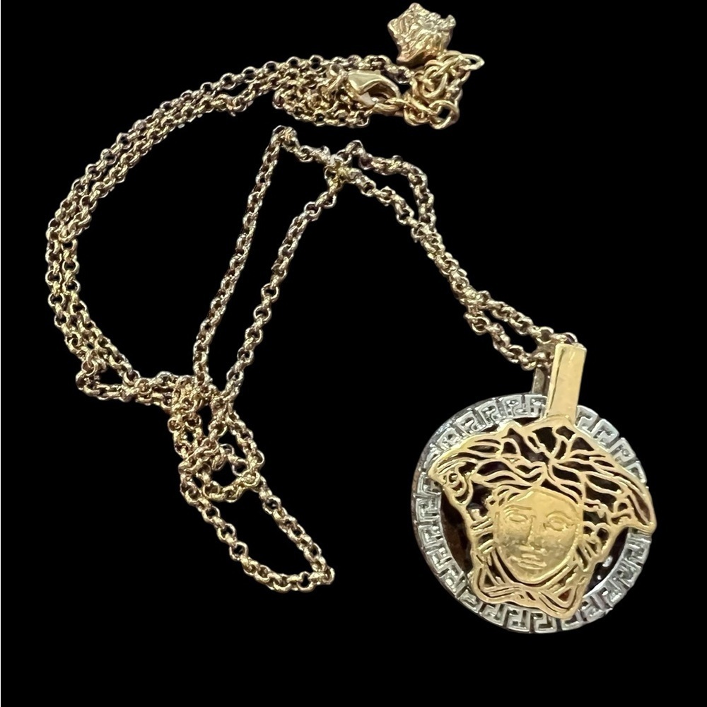 Versace  Silver and Gold Medusa Necklace